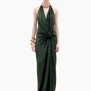 Silvia Tcherassi — Torgiano Textured Knotted Halter Gown, Size M